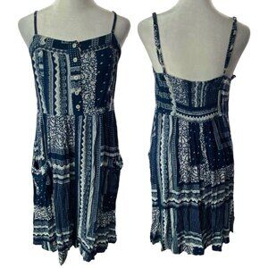 KNOX ROSE Women Midi Dress Sz M Blue Thin Adjustable Straps Boho Beachy 79-7